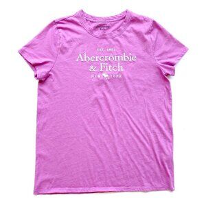 Abercrombie Kids Girls Pink Logo T-Shirt Size 15-16 Moose Short Sleeve Soft